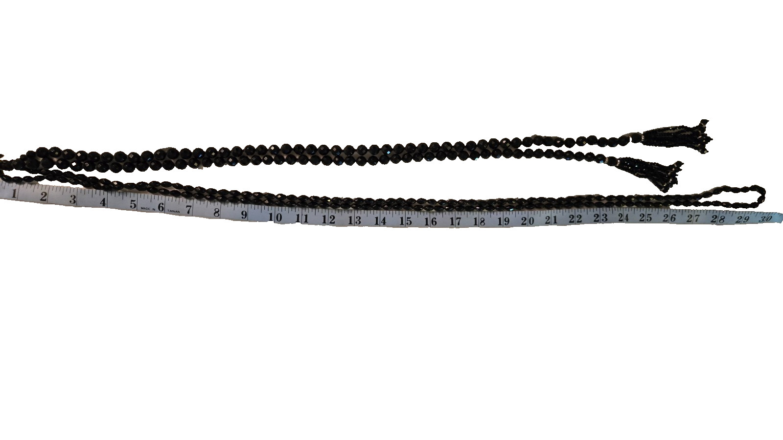 Coldwater Creek Black Flapper Necklace Glass Bead Rope Opera Lariat Sautoir VTG