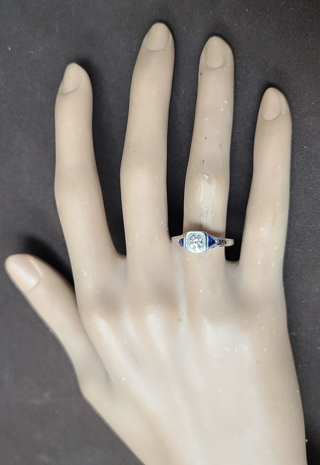Platinum Vintage Filigree Engagement Ring 0.32ct Natural Round Diamond