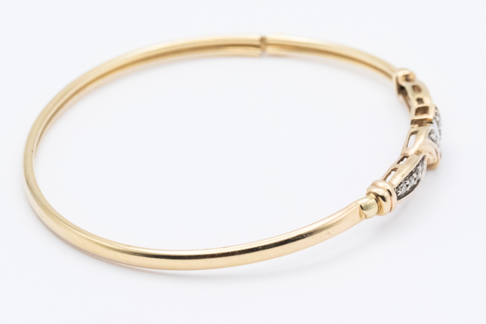 10K Yellow Gold Two Tone Hinged Bangle Bracelet 6g Vintage