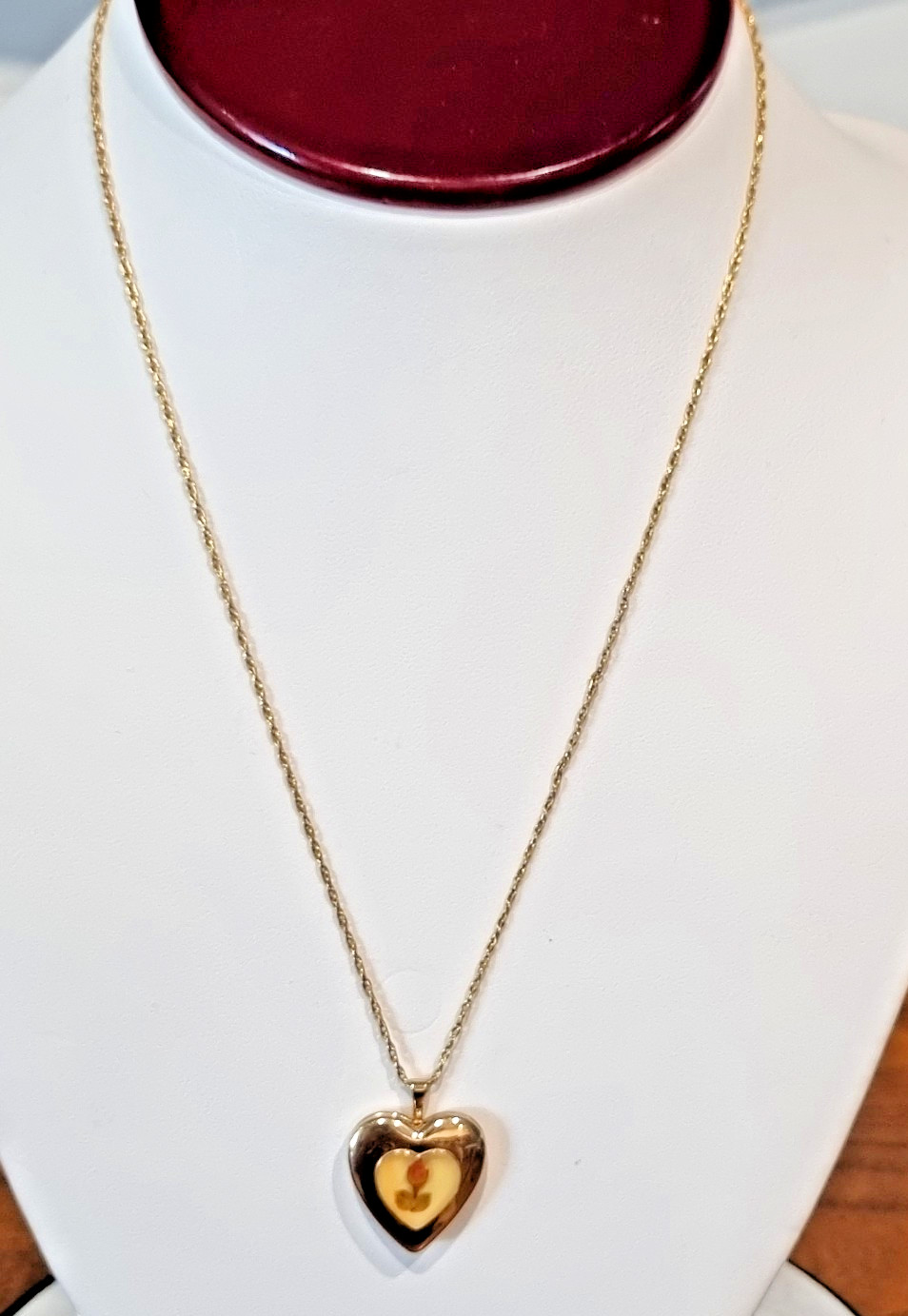 Vintage 14k Gold Filled Perpetual Real Rose bud Heart Locket Chain See Video