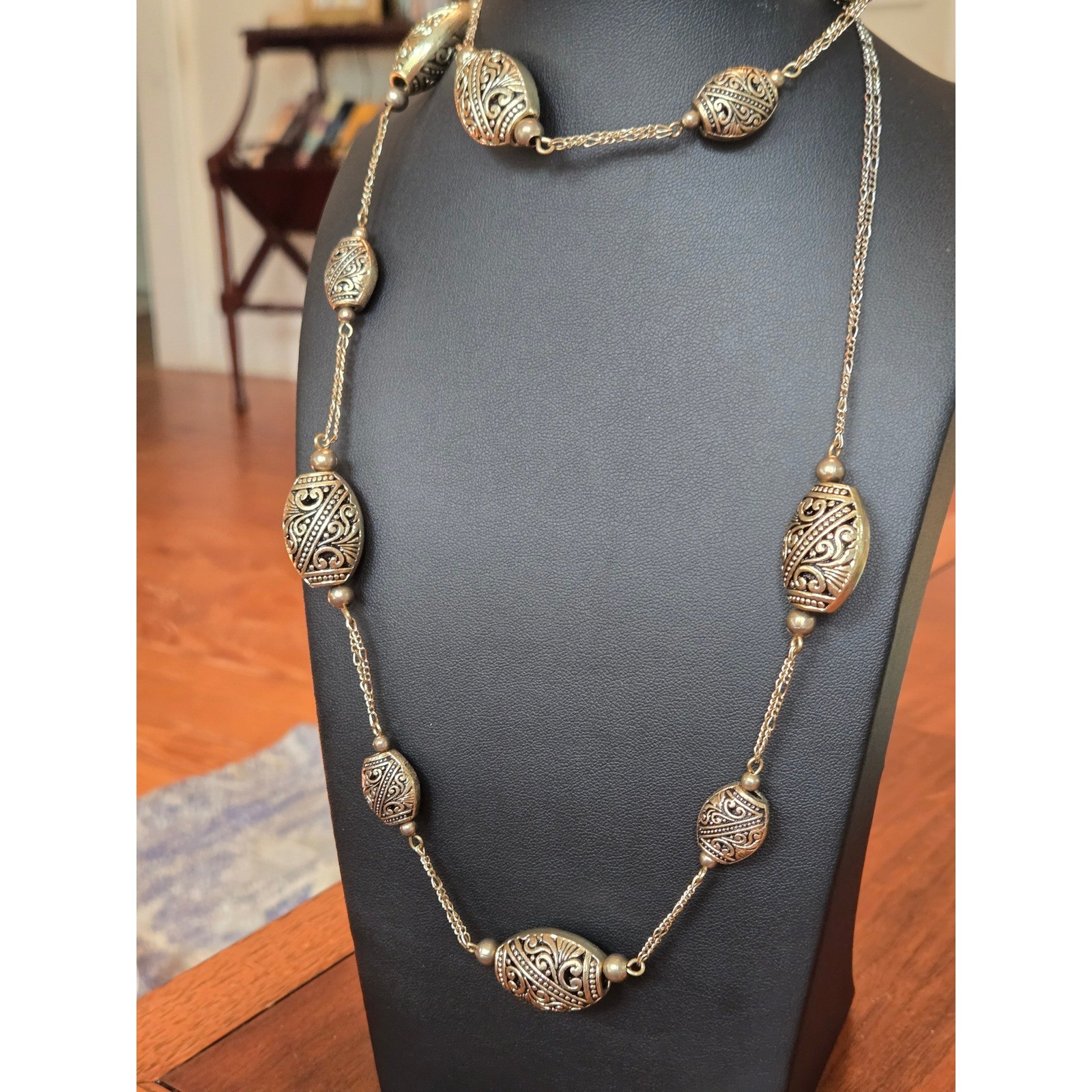 Coldwater Creek Necklace Filagree Station Necklace Vintage 34″in