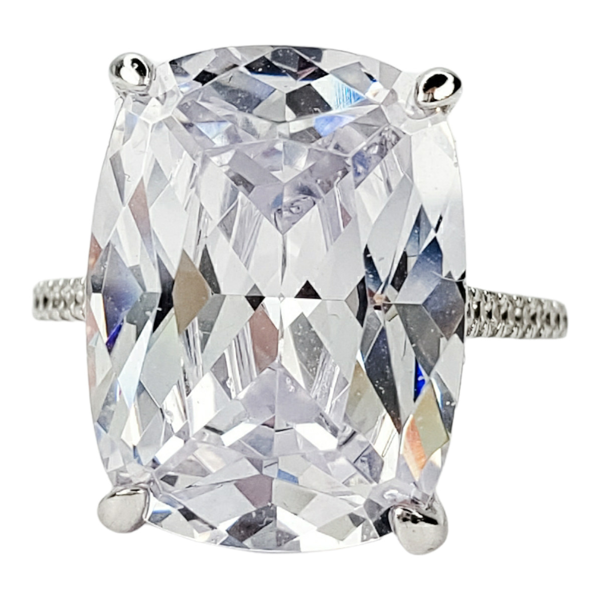 Outstanding Large Sterling Silver Clear Topaz Cocktail Ring Size 5