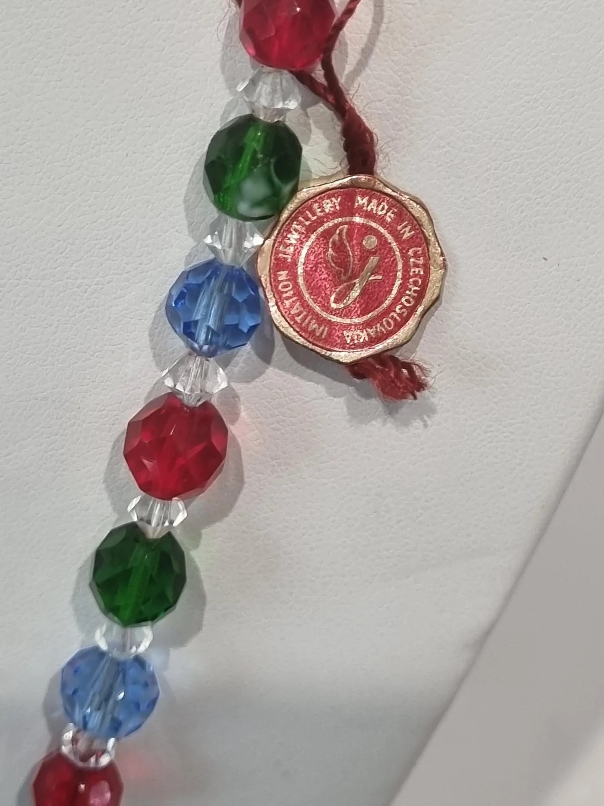 Antique c1930s Mardi Gras Glass Necklace Original Tag Bijoux de Boheime Video