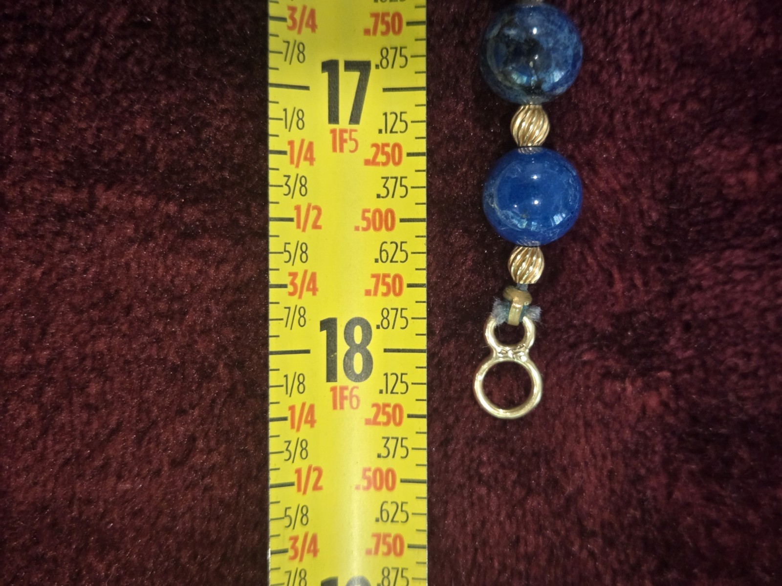 Vintage Lapis Lazuli + Gold Bead Necklace, 14k Clasp, 18″, 44g, Lovely Speckles!