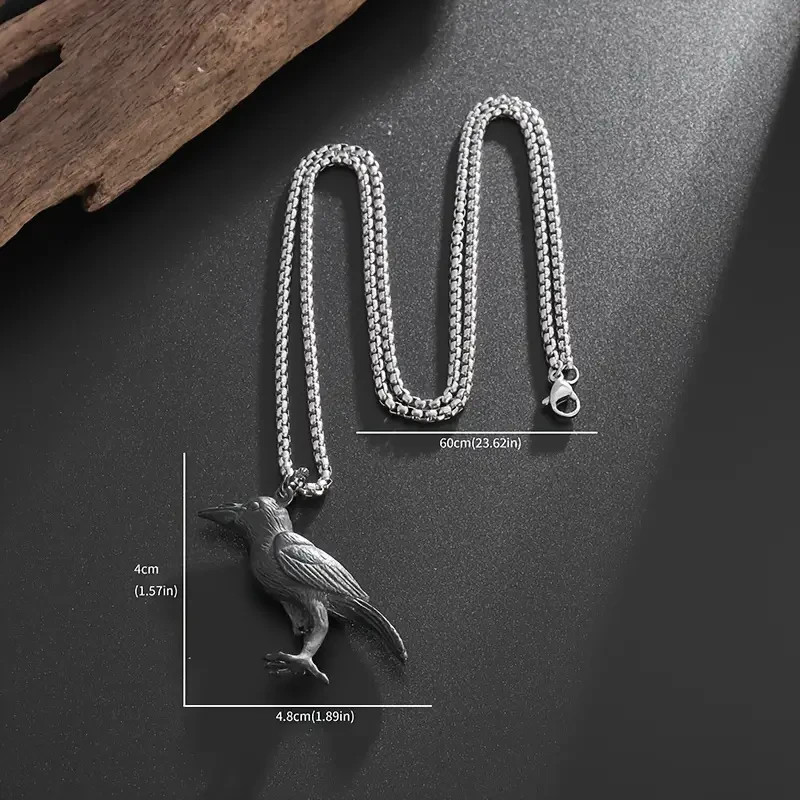 UNIQUE PUNK JEWELRY FOR MEN WOMEN RETRO GOTHIC NORDIC MYTH BLACK RAVEN NECKLACE