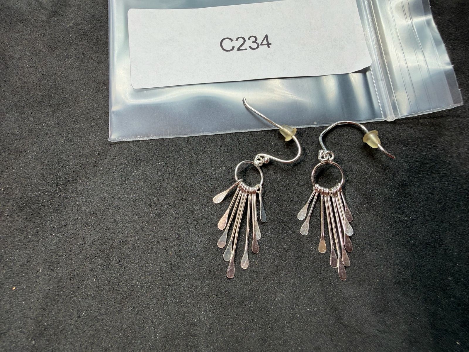 1.45g Vintage Sterling Silver 925 Dangle Drop Fringe Earrings Lightweight M
