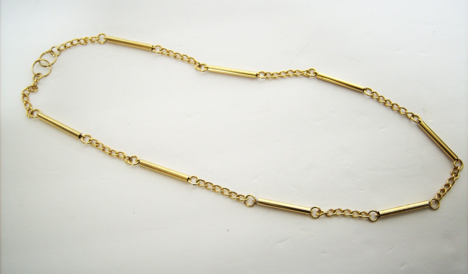 Vintage Goldtone Bar Link Chain Necklace Long Flapper Style Fashion Jewelry 31″