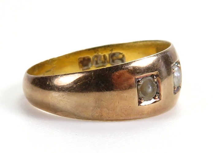 Victorian Seed Pearl Wedding Right Hand Ring 13K Rose Gold Size 7 UK-N1/2