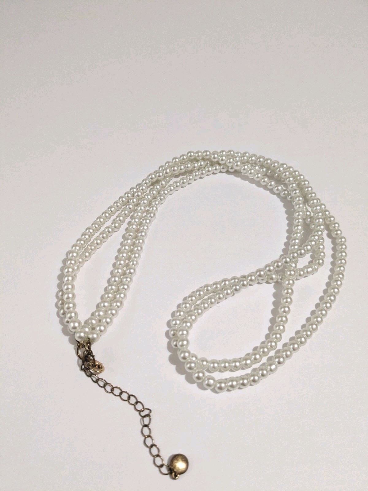 Double Strand White Faux Pearl Necklace. 28 Inches. MCM Style. Classic.