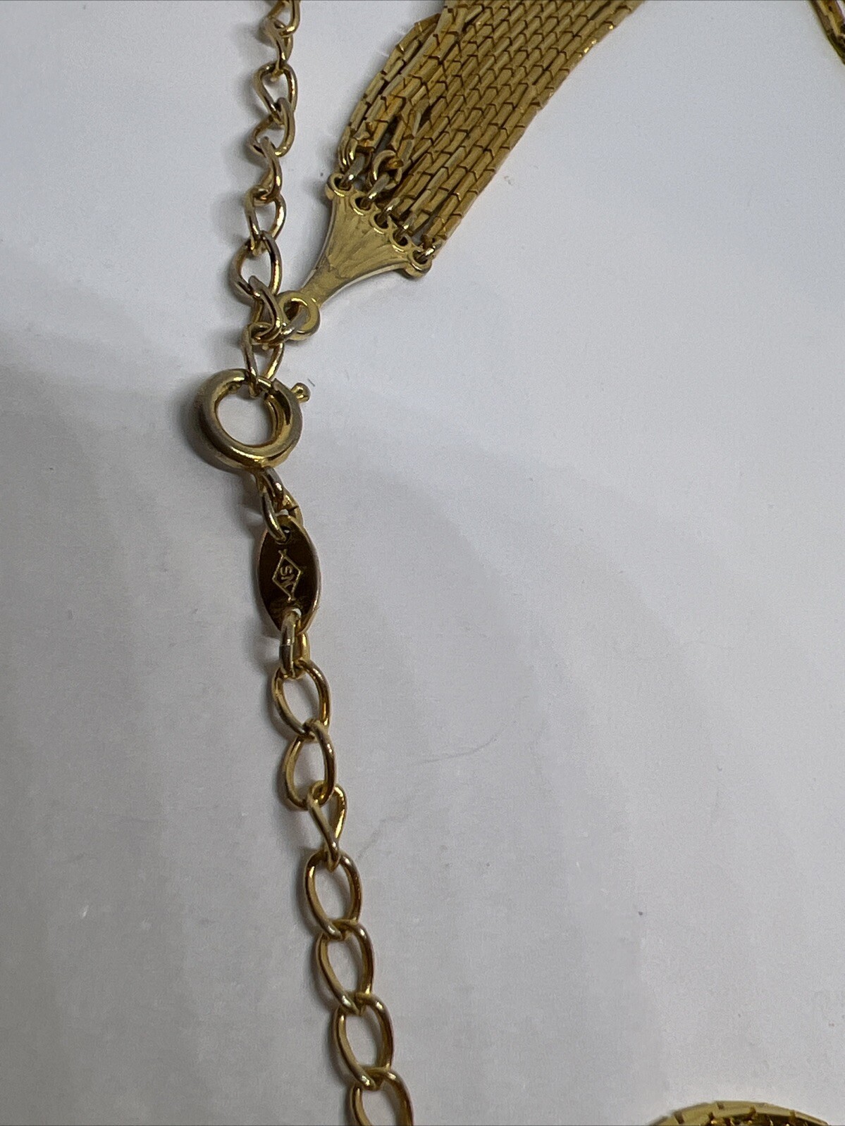 Vintage Shinny Signed NS Multi Strand Yellow Gold Tone Adjustable Necklace 7030