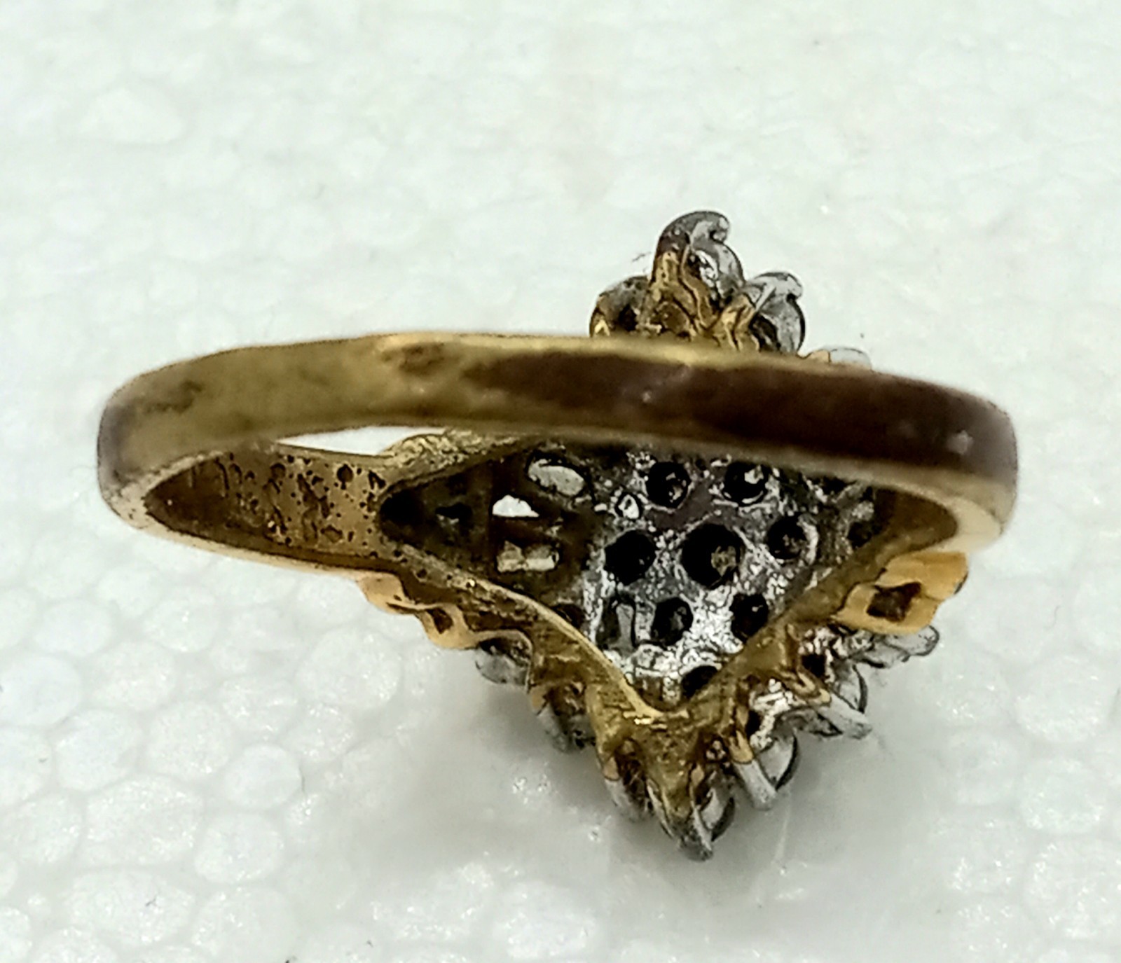 Vintage Womens Cluster Ring Baguette & Round Rhinestones, 14Kt Plated Size 6.25