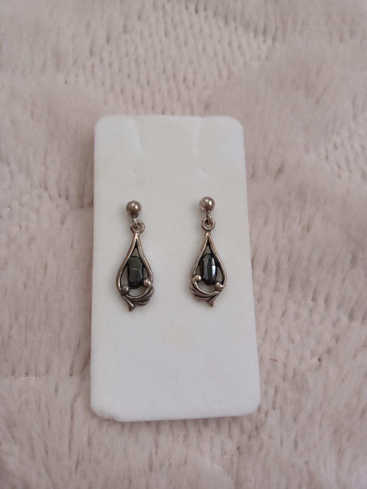 Vintage Y2K 2000’s Style Sterling Silver Hematite Dangle 925 Earrings Estate
