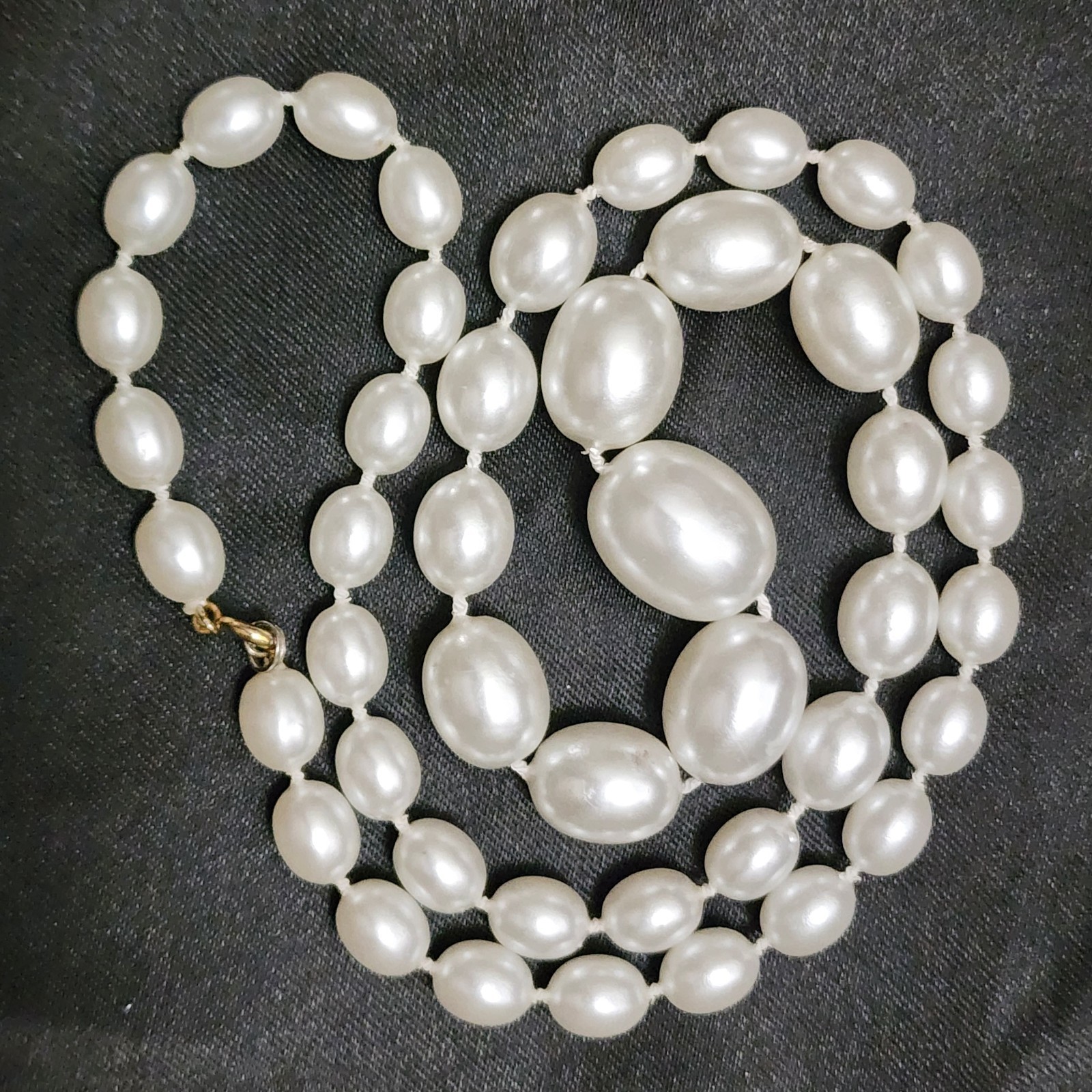 2 set VTG Baroque & Egg Shaped Faux Pearls 23.5 in Old Hollywood glamor MCM