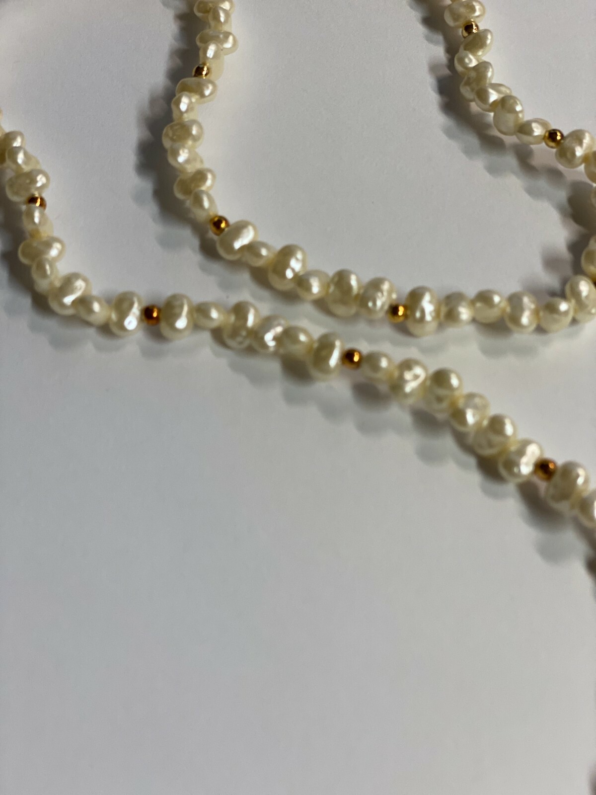 Vintage Freshwater Pearl Gold tone Beads Single Strand Necklace, no clasp