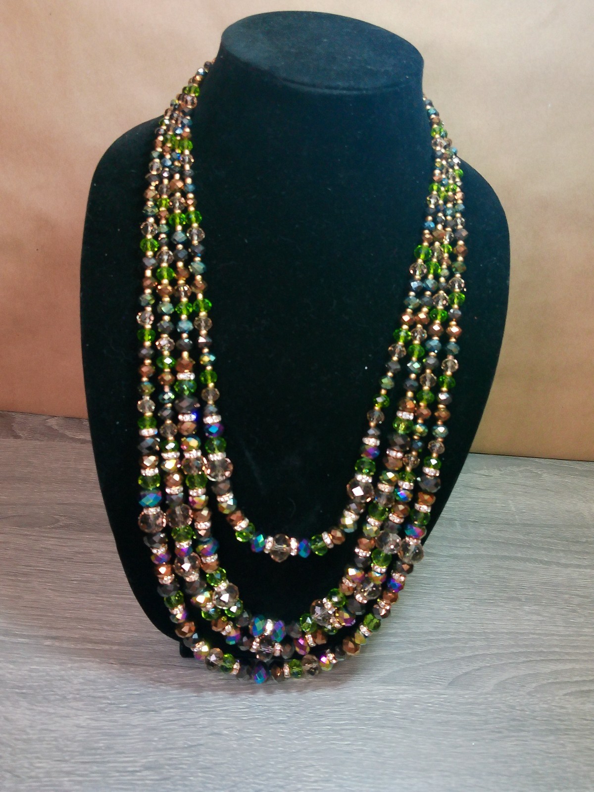 Beaded Necklace Hippie Bohemian Multi-Color Earth Tones
