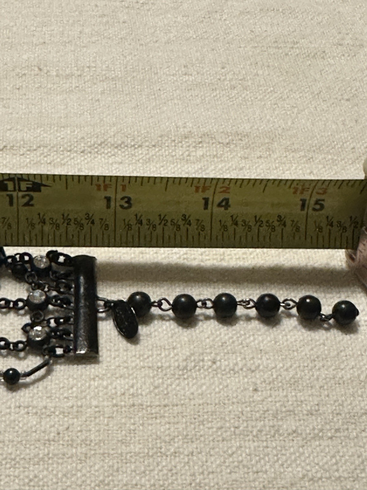 Miriam Haskell Necklace Black Clear Rhinestones Choker Bib Style Vtg MCM Old
