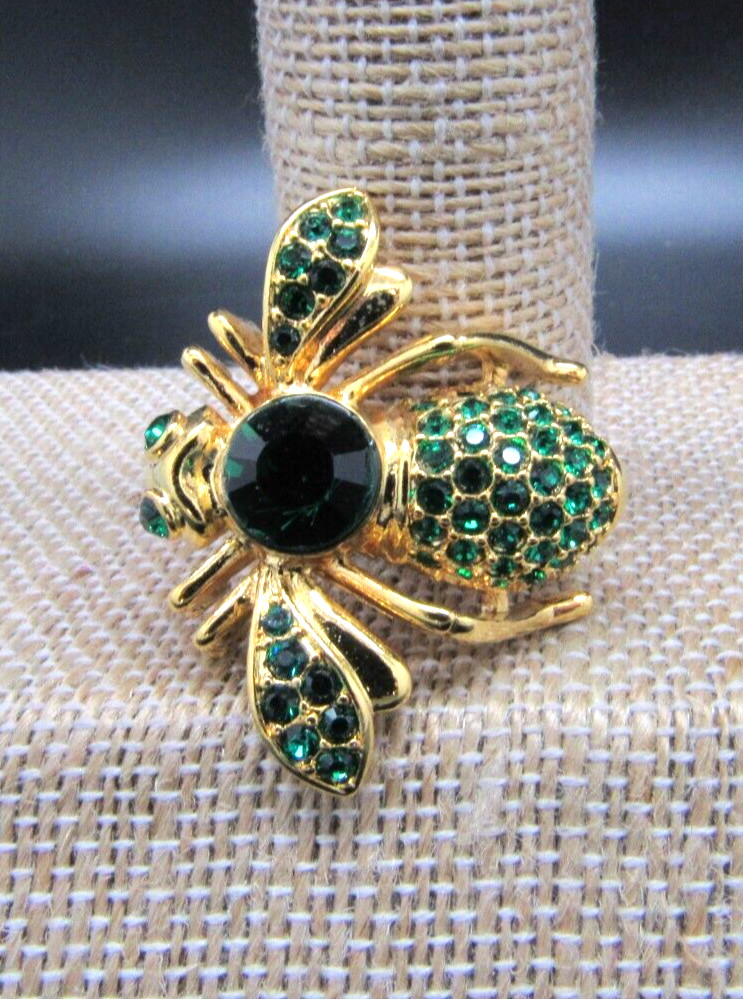 JOAN RIVERS MAY SWARVOSKI CRYSTAL EMERALD BIRTHSTONE BEE BROOCH PIN NEW