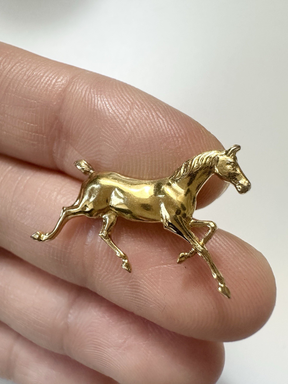 Vintage Running Horse Pin Brooch Gold Over Sterling Silver