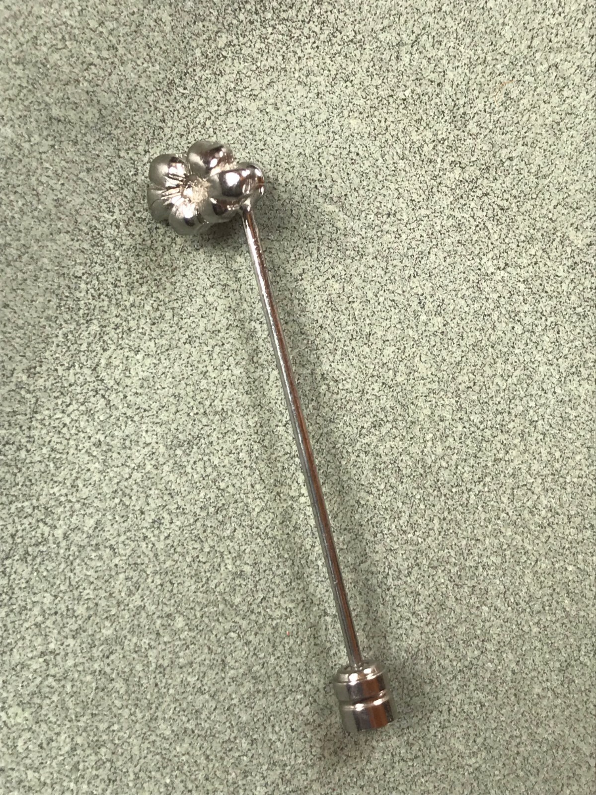 Vintage Dainty Silvertone Dogwood Flower Stick Lapel Pin – 2 x 3/8th’s inches –