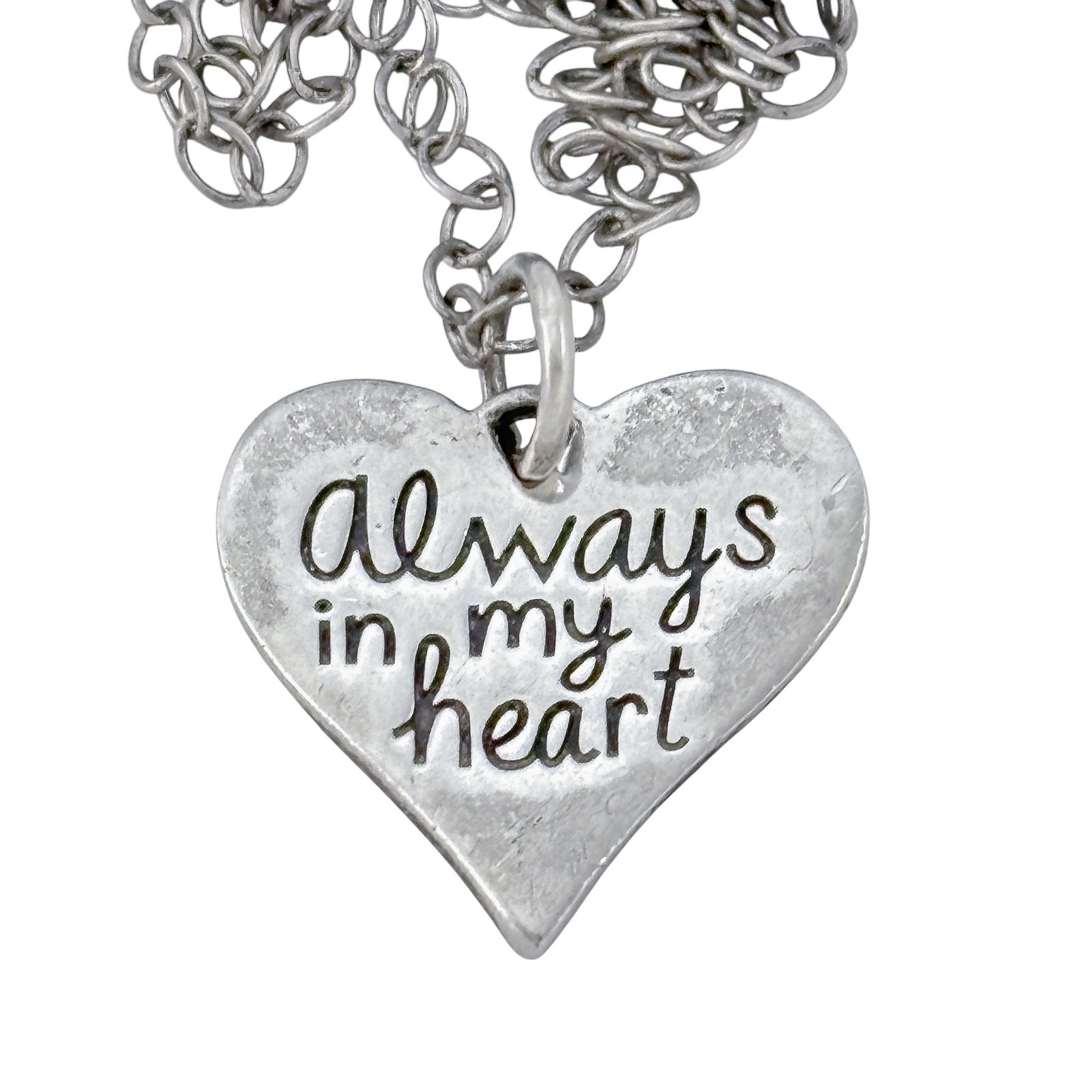 Vintage Sterling Silver 925 Always In My Heart Pendant Necklace 20″