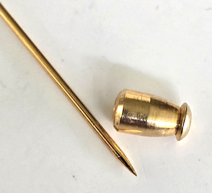 Vintage Genuine Pearl Gold Tone Stick Pin 3-1/16″