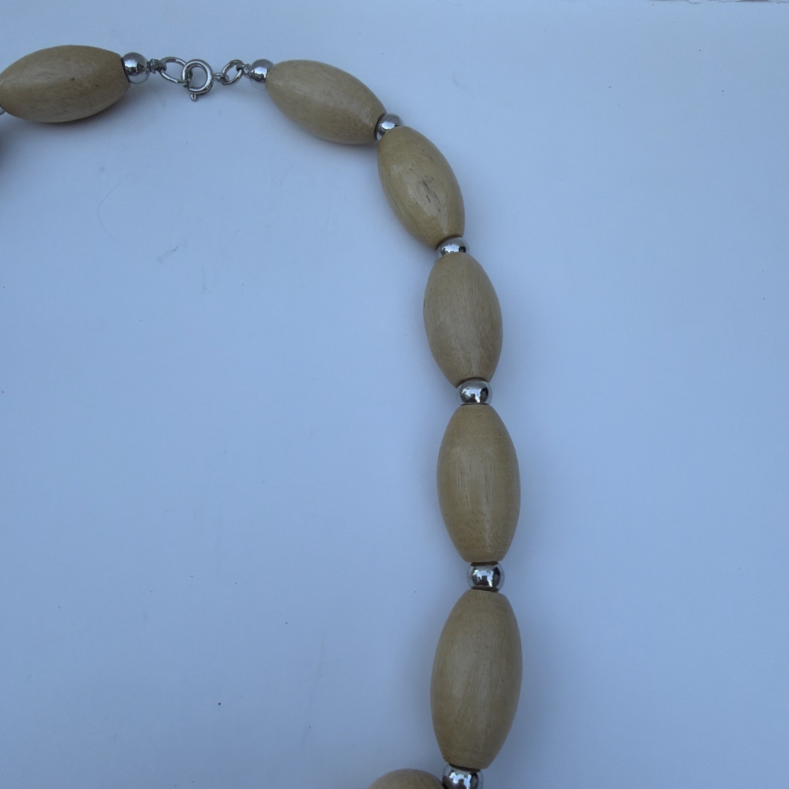 Vintage 90s Wood Bead Chunky Statement Necklace Boho Retro Women’s Jewelry