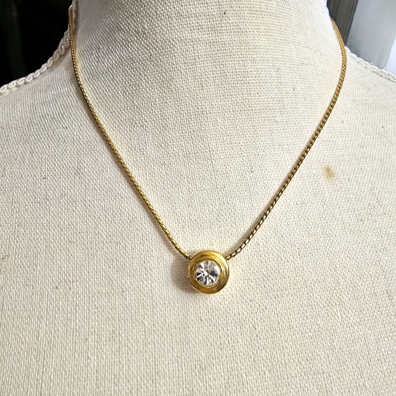 Minimalist Pendant Necklace Round Faceted Clear Crystal Rope Chain 16″ L SKU2238