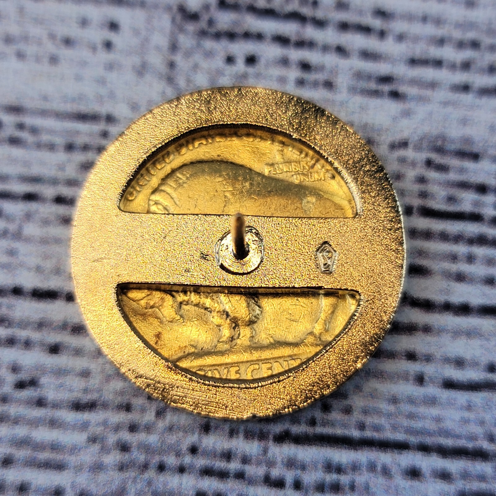 Swank Cut-Out Genuine US Buffalo Nickel Coin Tie Tack with Case