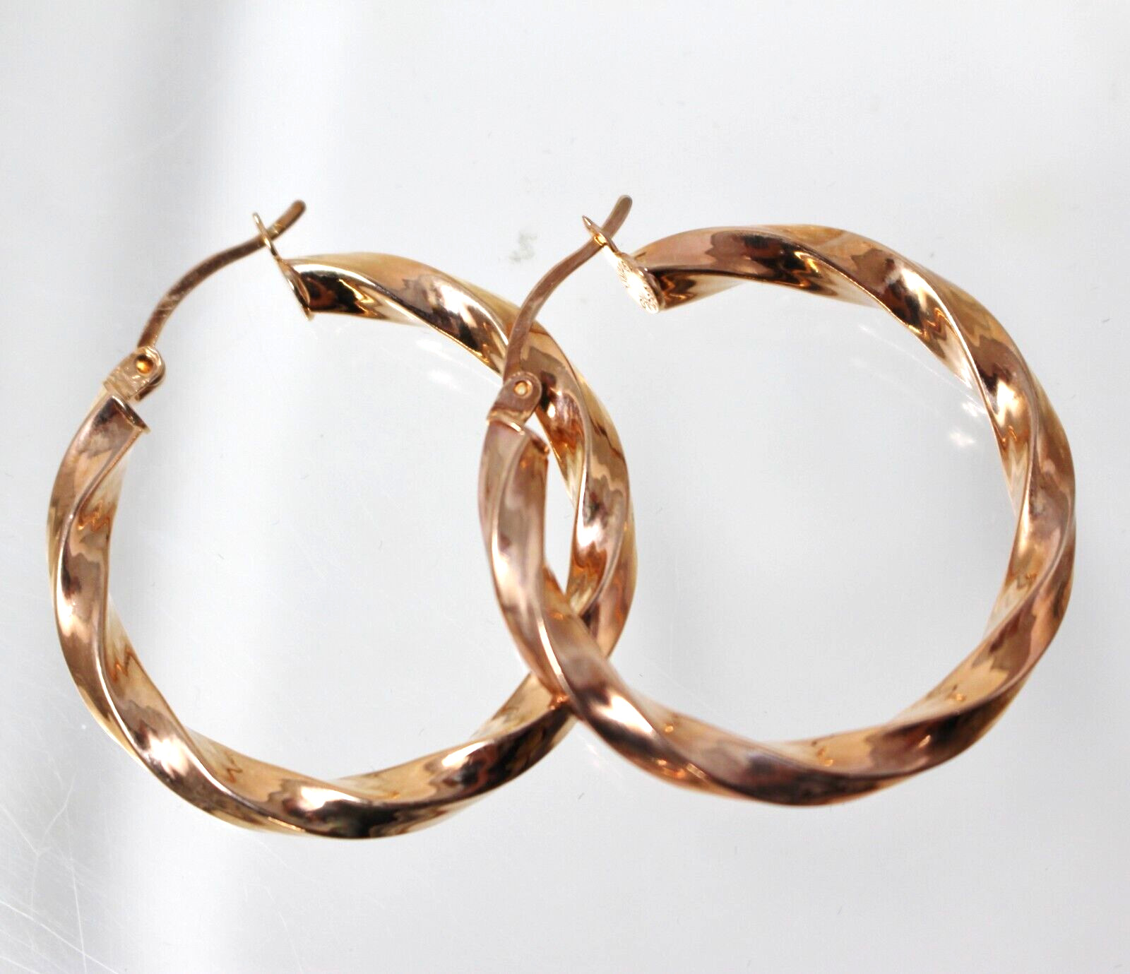 OT Rose Gold Vermeil over Sterling Silver Twist Hoop Earrings Signed Turkey HSN