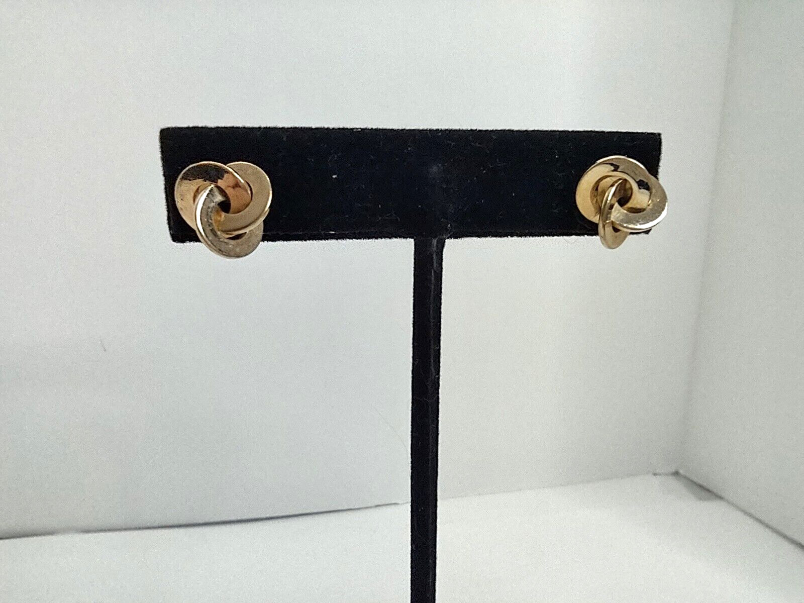 Vintage Gold Tone Knots Earrings Dainty Entwined Rings No Backs Bent Posts