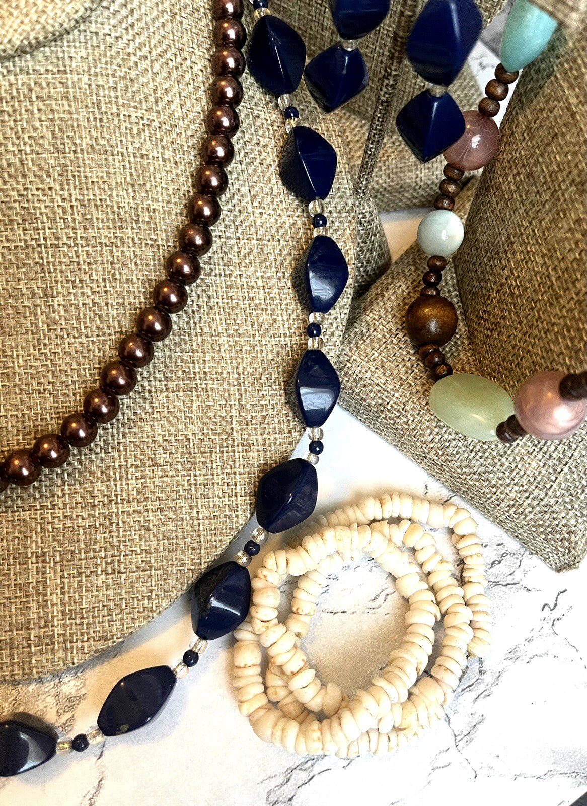 Vtg Retro & 80’s Core Necklace Bold Faux Pearl Stone Acrylic Crystal Lot-8.