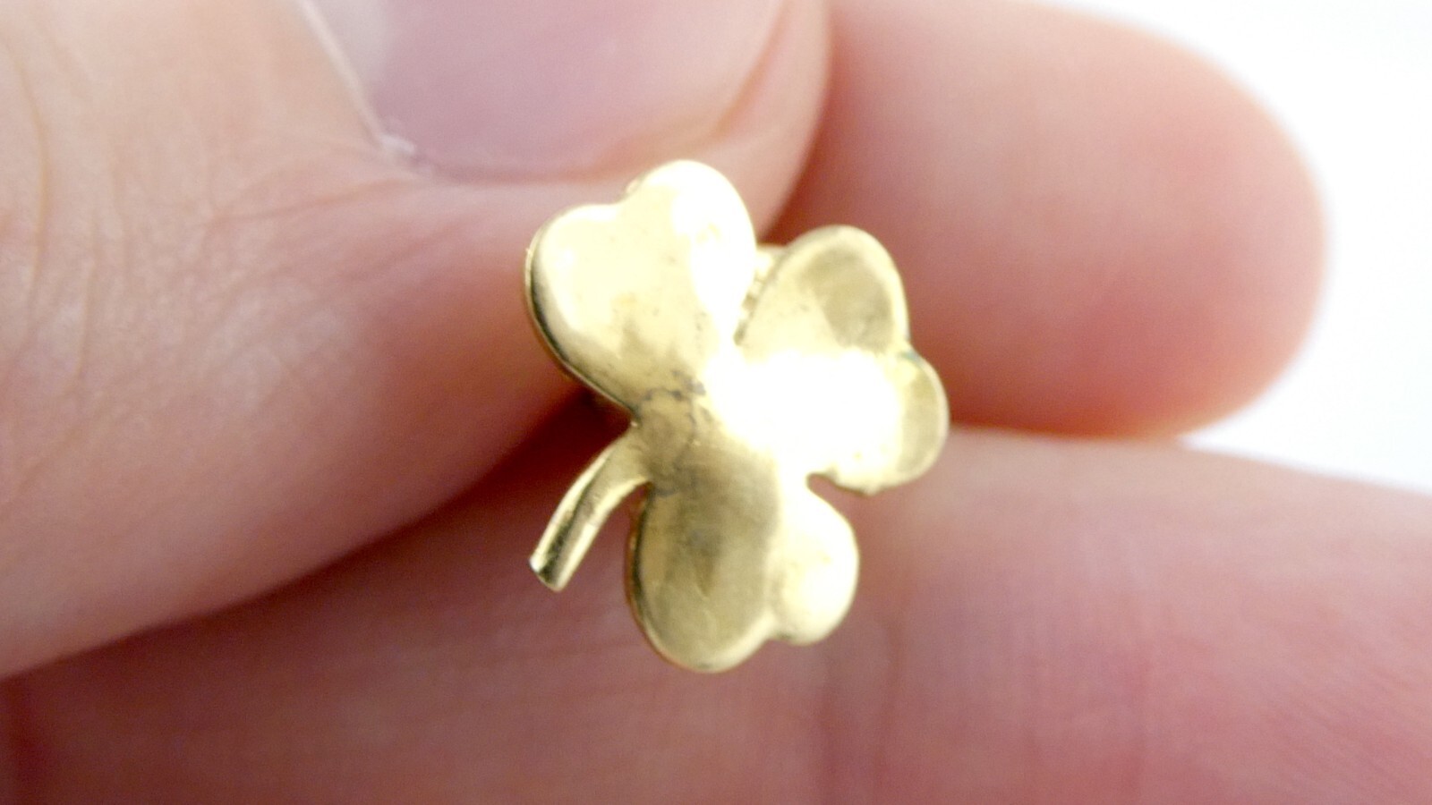 Vintage Gilt Sterling Silver Sitting Elf or Leprechaun Shamrock Pendant Charm