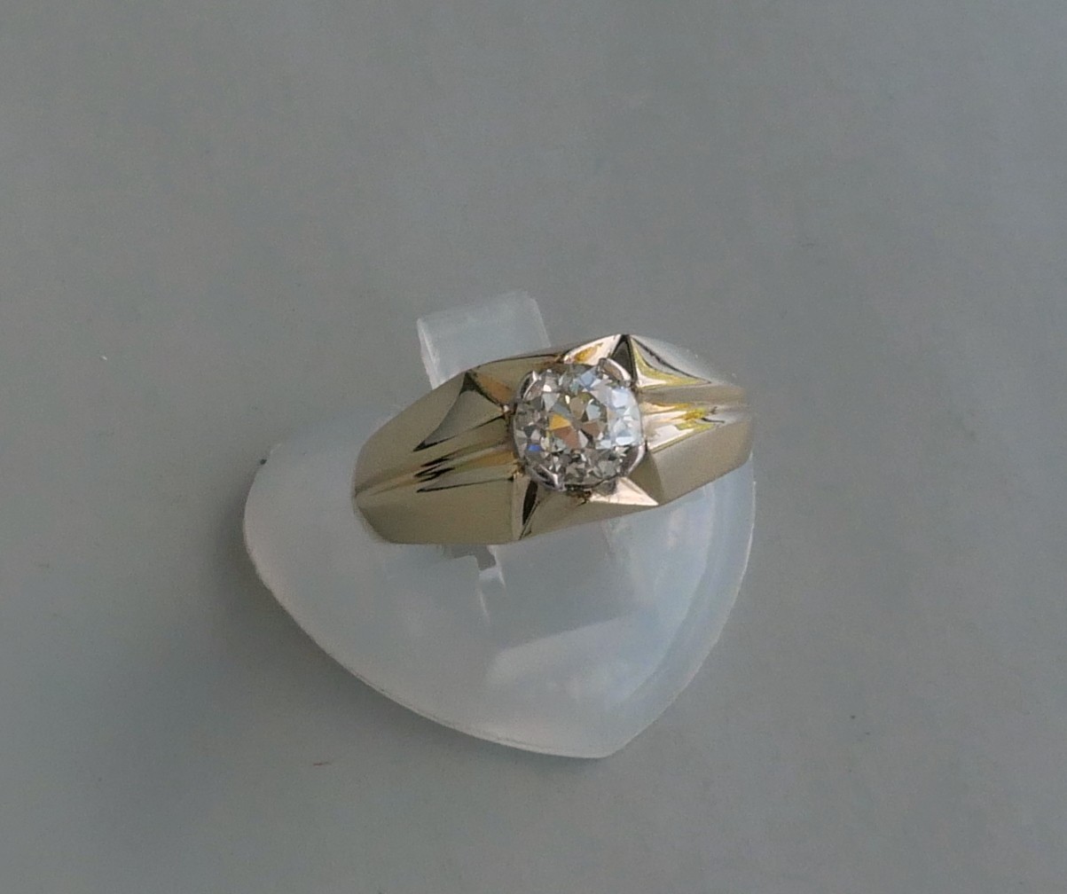 Vintage 14K Yellow Gold 0.90 Ct Old European Cut Diamond Ring 5.3 Gr Sz 8.75