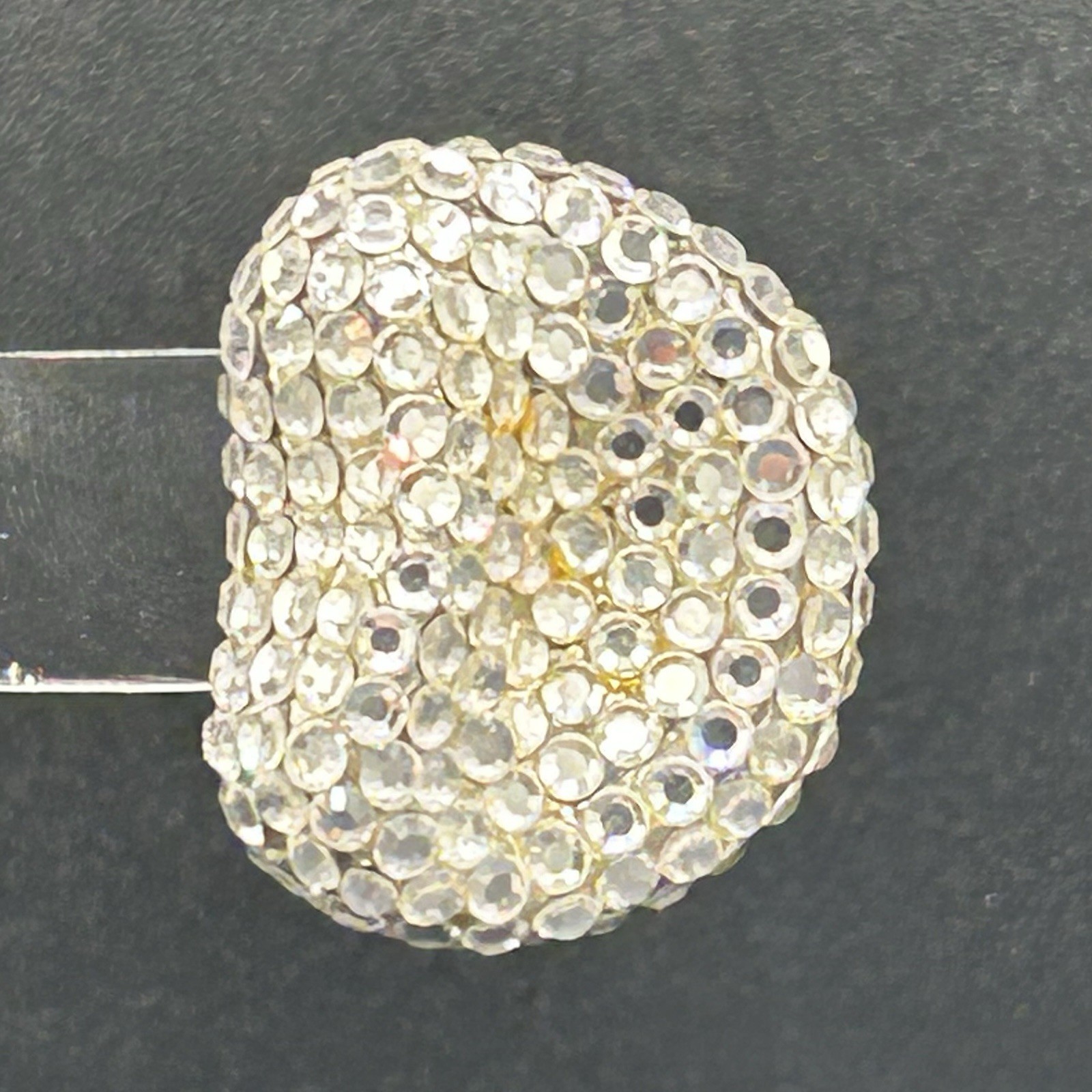 Vintage 80s 90s Rhinestone Clip On Earrings Silver Tone Clear Pave NOS