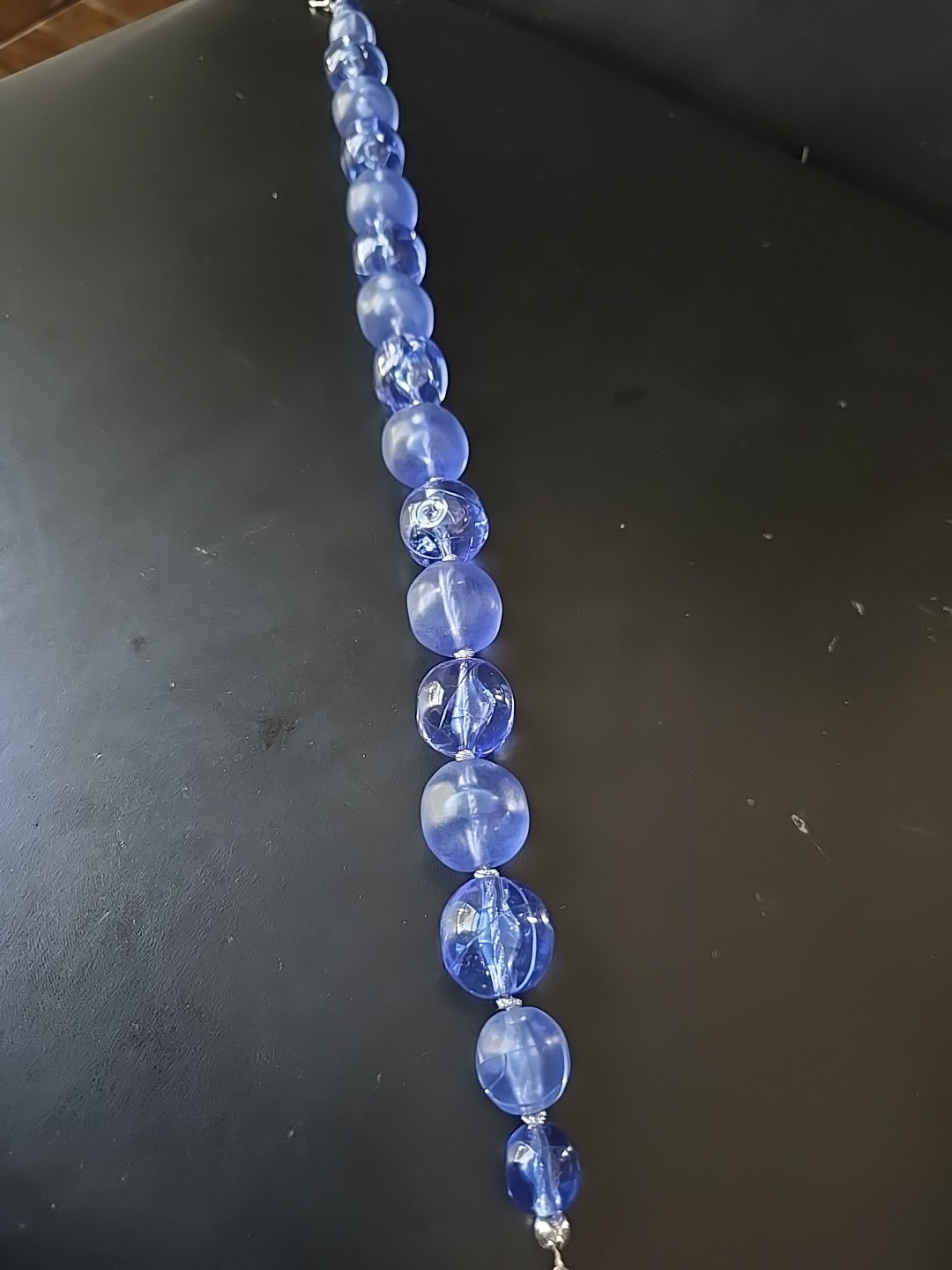 Givenchy Bold Chunky Blue Lucite Glass-Like Balls Beaded Necklace Choker 20″