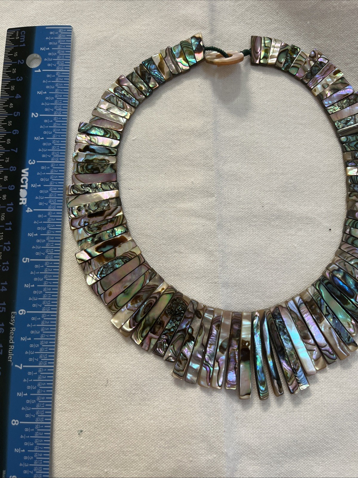 Vintage reversible graduated Abalone Paua Shell collar necklace Stunning