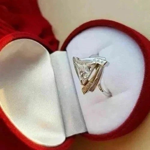 2Ct VVS1 Trillion Cut Lab Created Diamond Engagement 14K Yellow Gold Finish Ring