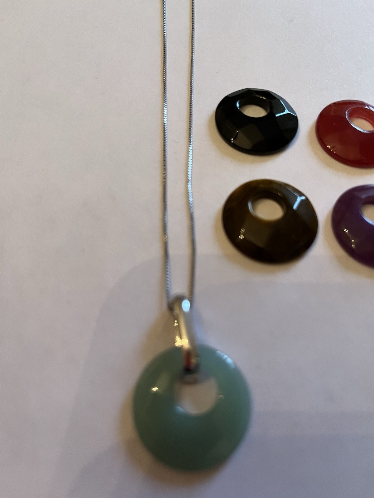 Vintage QVC Changeable Stone Sterling Silver Pendent Bail And Necklace