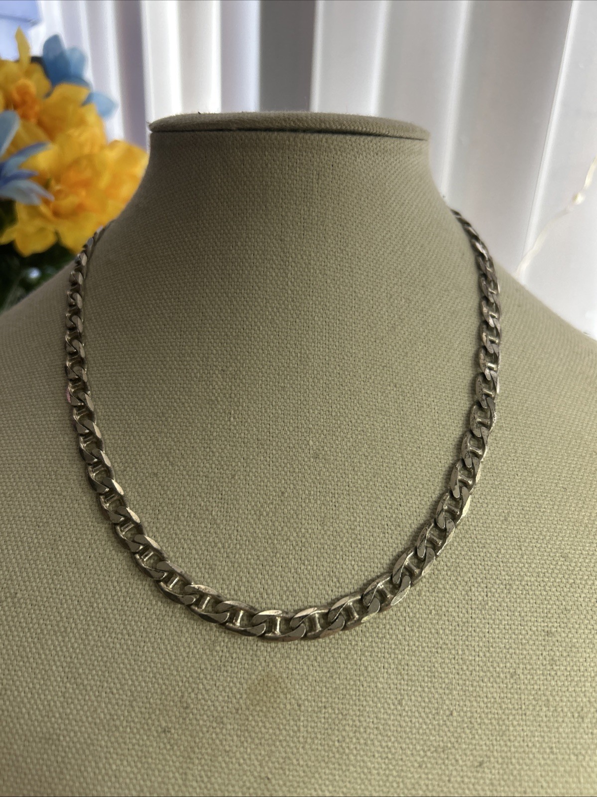 35. MWS Sterling 925 Anchor Mariner 7.3mm link Chain Necklace Italy 20″, 44g