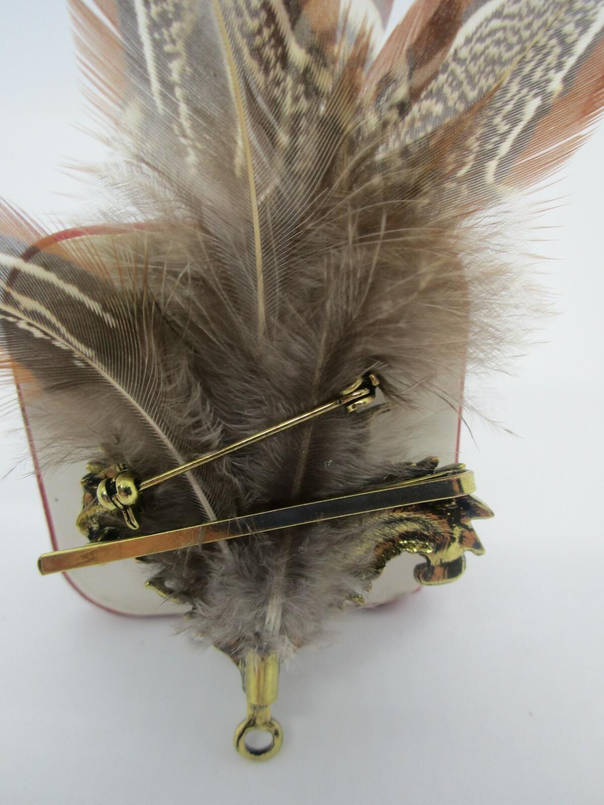 NWT Manual Market Ladies Feather Art Deco Brooch/Hair Clip 2-in-1~ Gold Tone ~