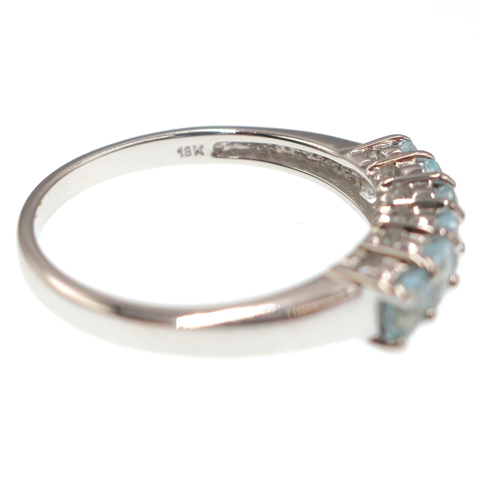 18k Solid White Gold 3/4ct Natural Blue Apatite Band Ring Size 7