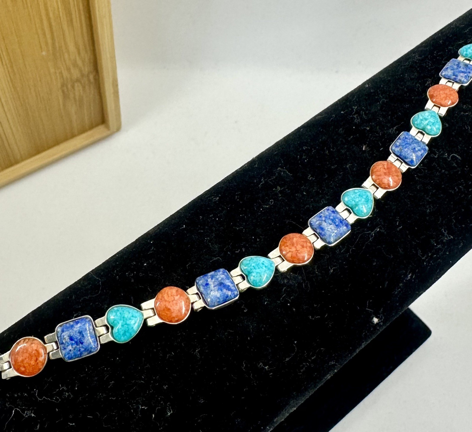 CAROLYN POLLACK Sterling Silver Lapis Lazuli Turquoise Coral REVERSIBLE Bracelet