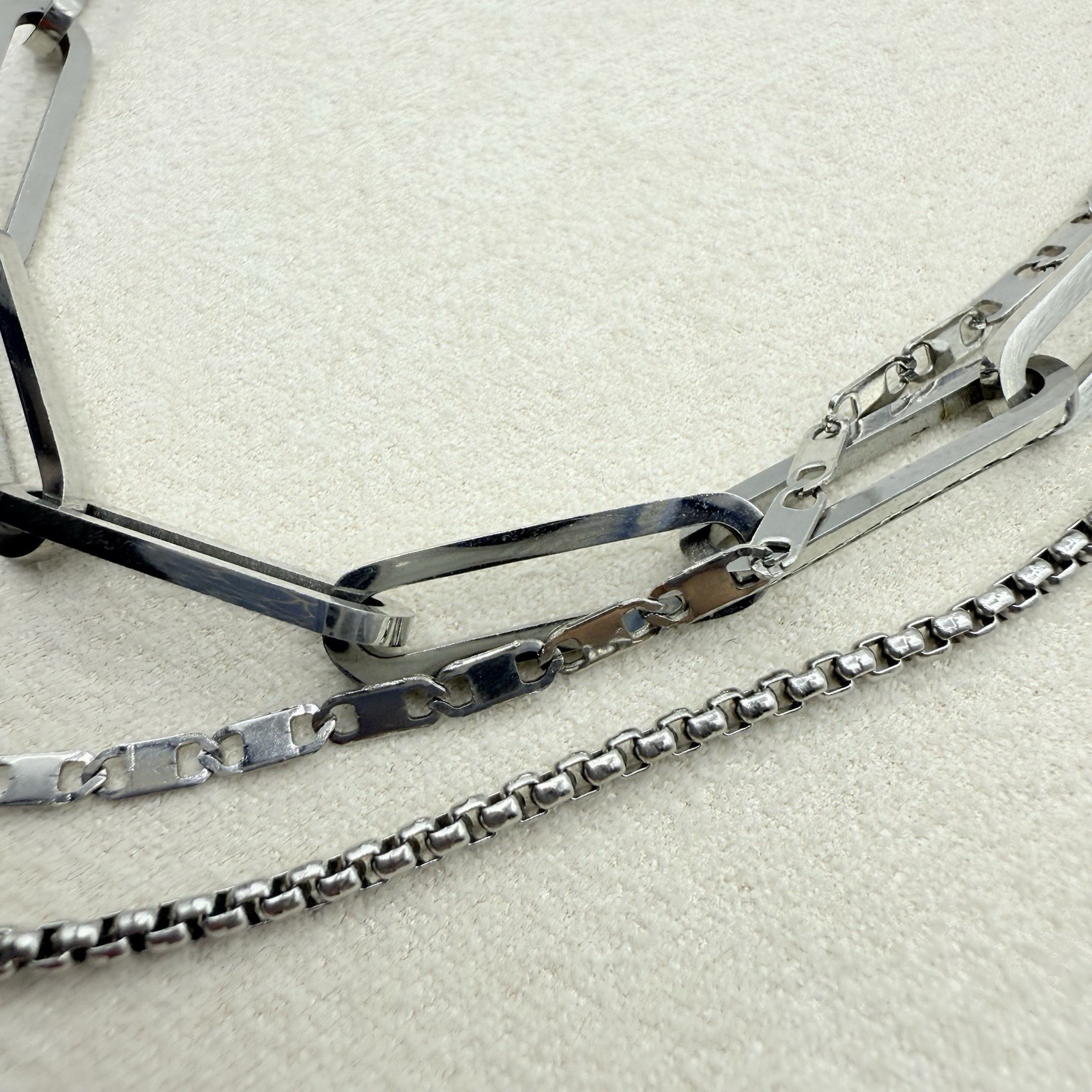 Silver Tone Paperclip Layered Chain Necklace Jewelry Accessory 17.5 in