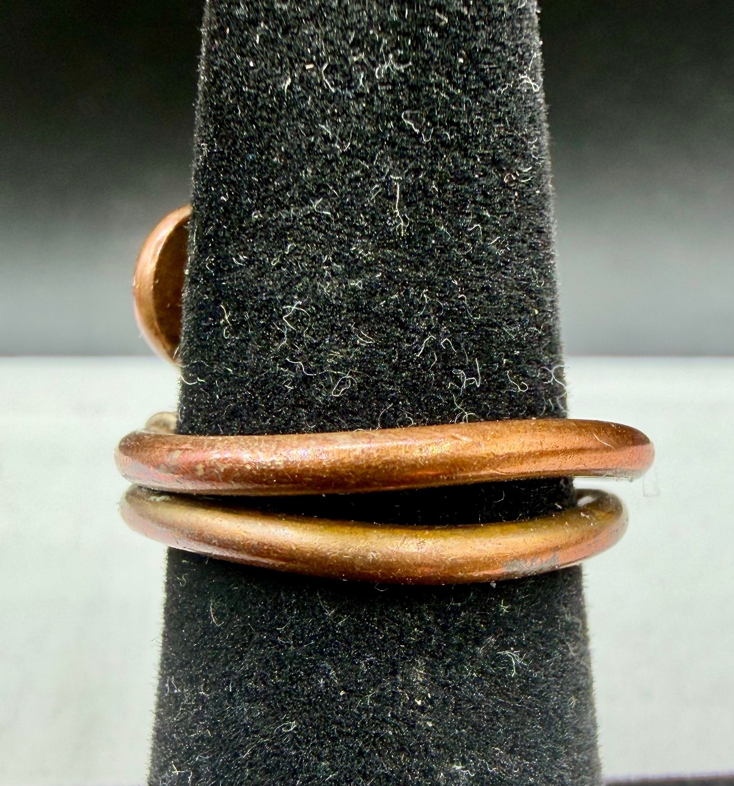 Artisan Mixed-Metal Copper Turquoise Wire Sterling Silver Wrapped Ring Sz 6