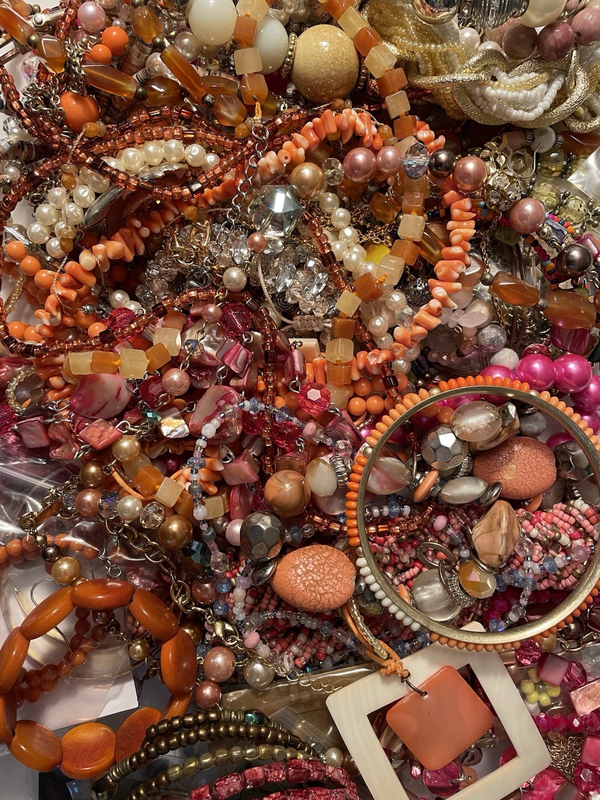 4Lb Mixed Mystery Jewelry Lot Vintage Mod Boho Beaded Necklaces Bracelets