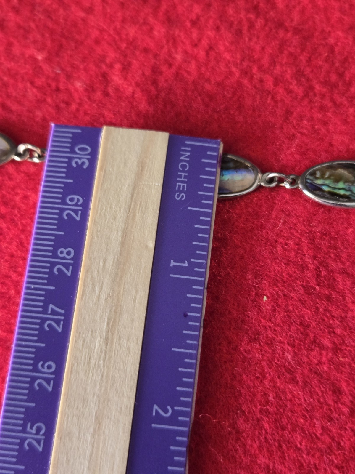 Vintage Abalone Shell Bracelet Oval Link Iridescent Paua Silver Tone