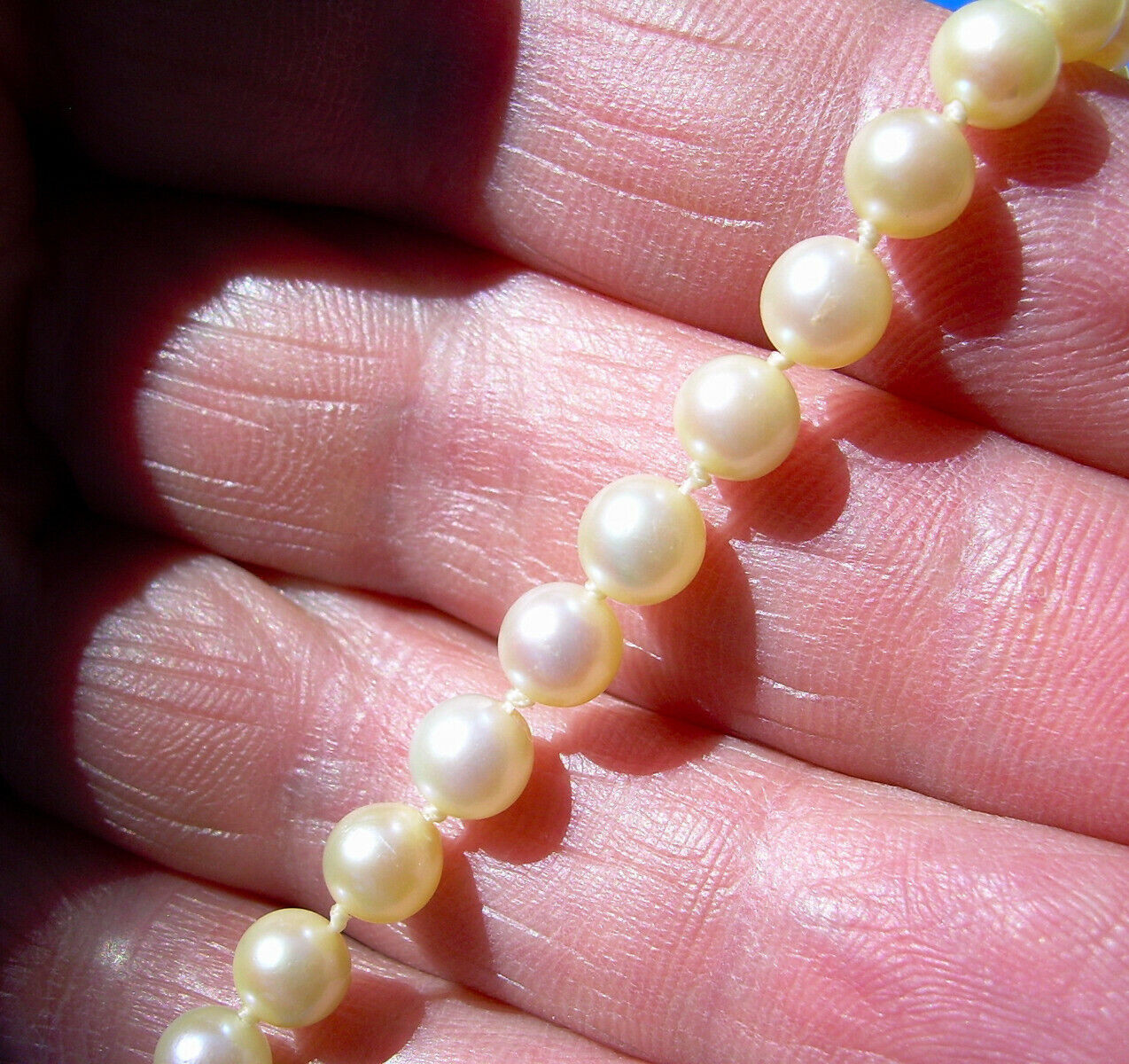 Original Vintage PEARL NECKLACE CHOKER Solid 14K GOLD Art Deco GATSBY ERA CLASP