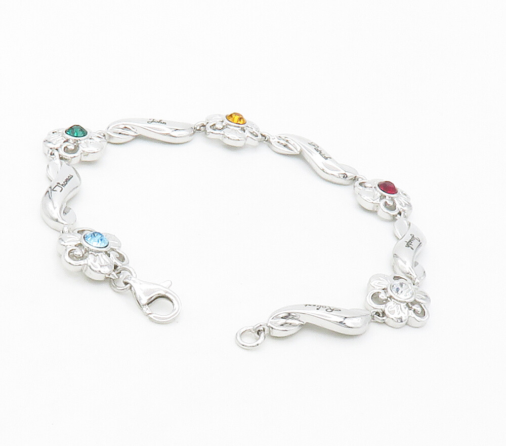 925 Sterling Silver Cubic Zirconia Citrine & Topaz Chain Bracelet BT5803