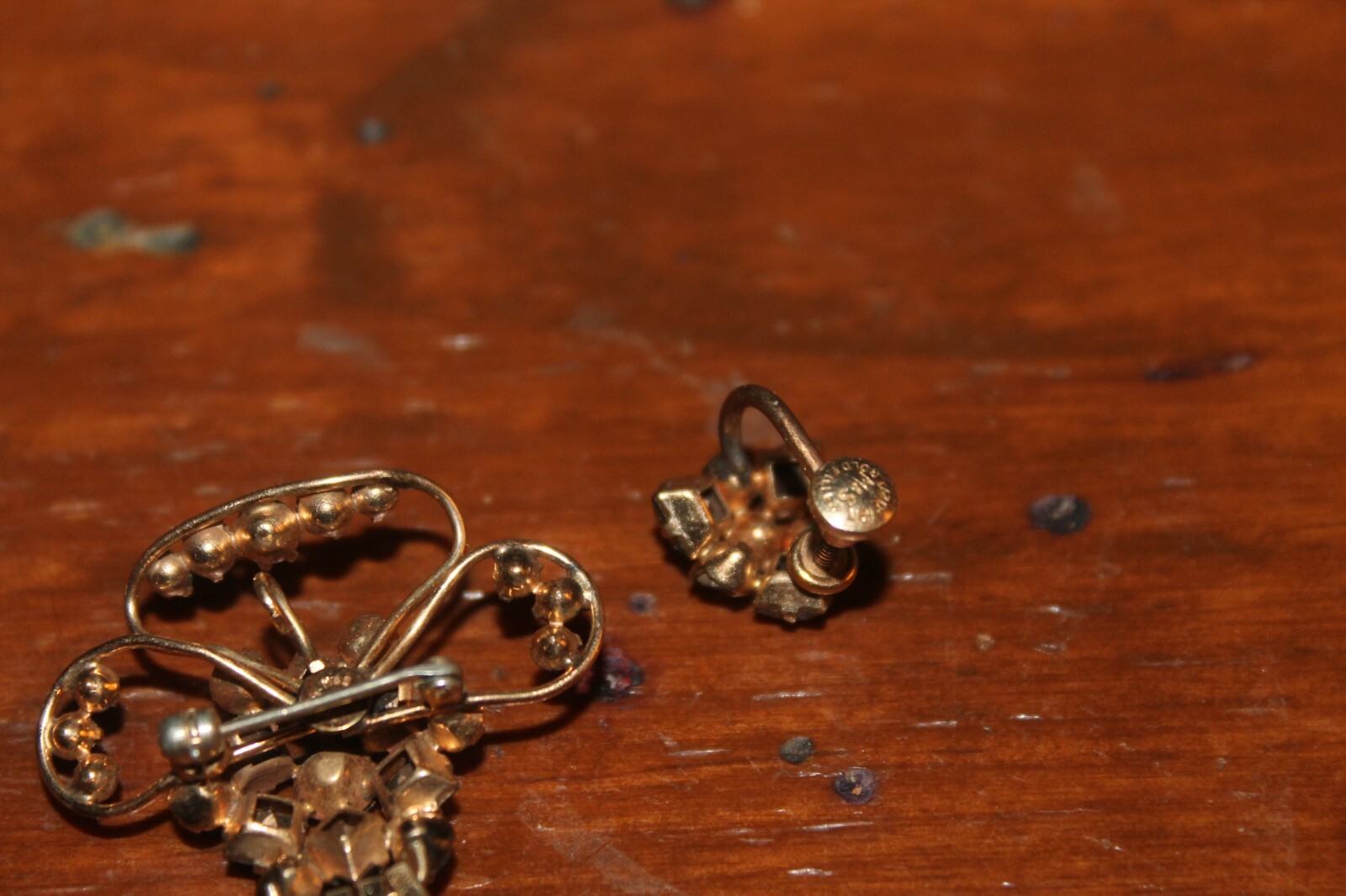 1950’s M&S 1/20 12k Gold Filled Brooch Screw Post Ear Ring Set Marks Spencer