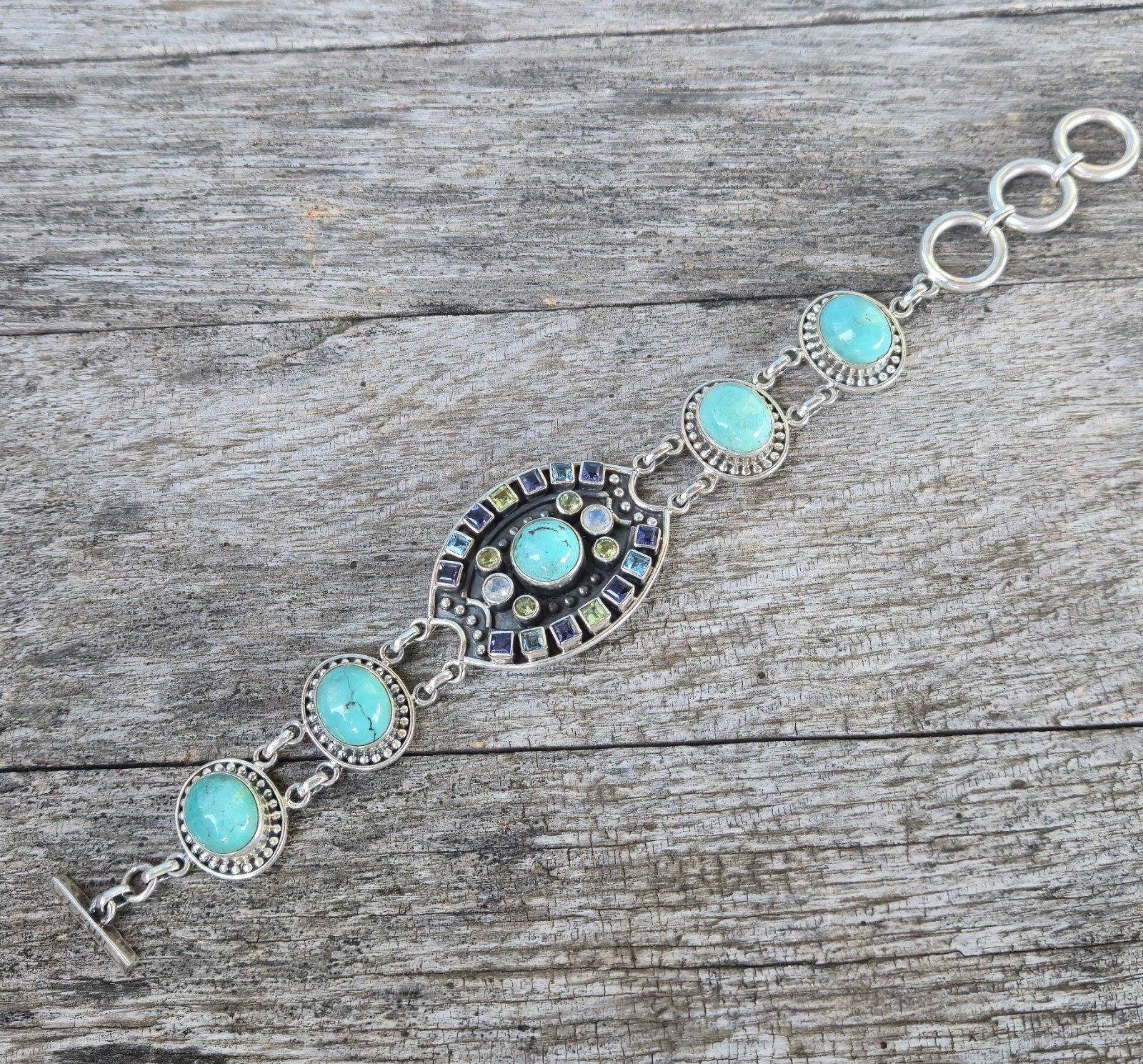 Nicky Butler LIMITED EDITION RAJ COLLECTION 925 Sterling Silver Bracelet 7.75″🩵